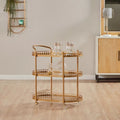 Luxuries Gold Modern Metal Serving Trolley with Glass Shelves