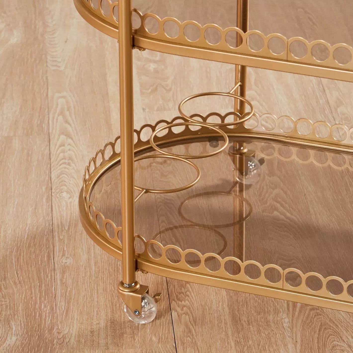 Luxuries Gold Modern Metal Serving Trolley with Glass Shelves