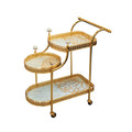 Luxuries Gold Serving Trolley Gold Glass Trays Small