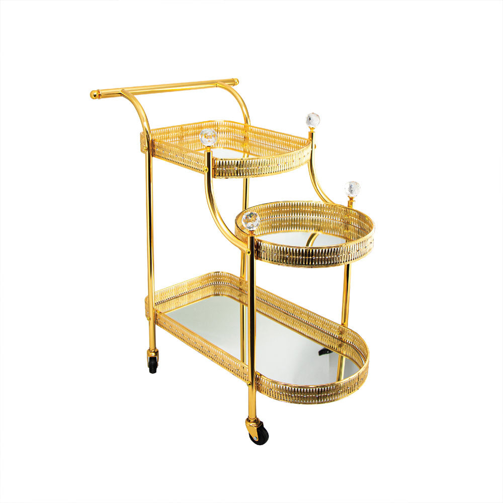 Luxuries Gold Serving Trolley Mirror Trays Small
