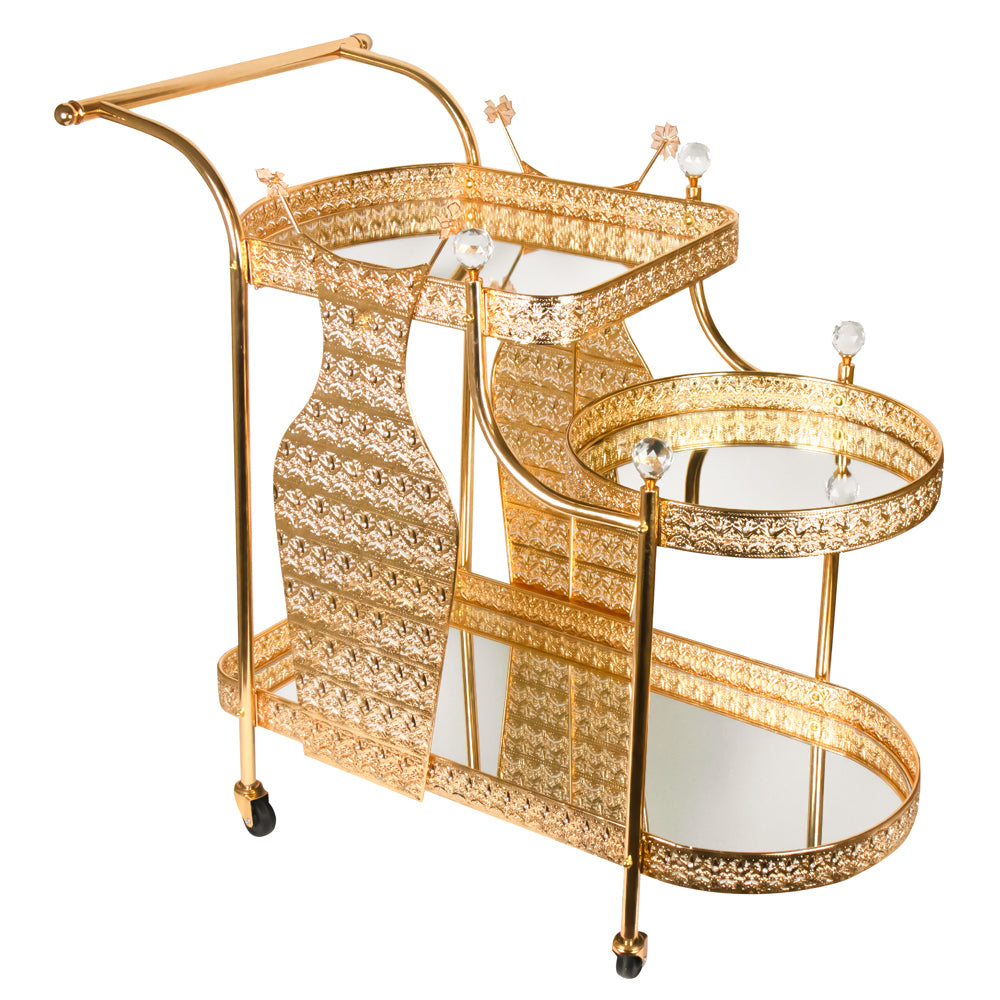 Luxuries Gold Silhouette Bar Cart Serving Trolley Vase Large