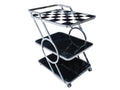 Luxuries Stainless Steel Serving Cart with Checkered Top