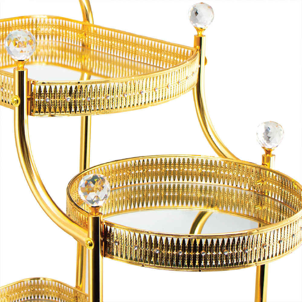 Luxuries Gold Serving Trolley Mirror Trays Small